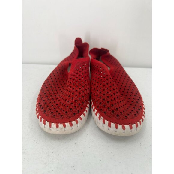 ILSE JACOBSEN Tulip Slip-On Shoes EU 40 (US 9.5-10) Red Perforated Travel Flats - Picture 6 of 12